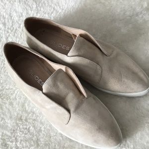 JV Slides cream suede slip on
